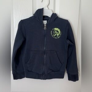 Diesel Dark Blue Kids Hoodie with Neon Green Design